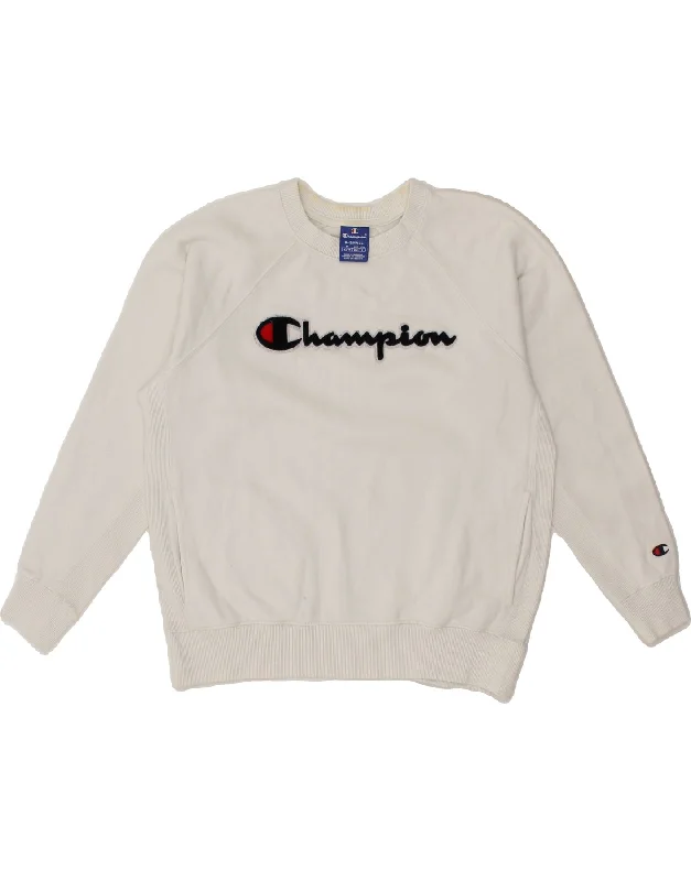 CHAMPION Mens Graphic Sweatshirt Jumper XS White Cotton Hoodie with Relaxed Fit Easy Casual CHAMPION Mens Graphic Sweatshirt Jumper XS White Cotton Hoodie with Relaxed Fit Easy Casual