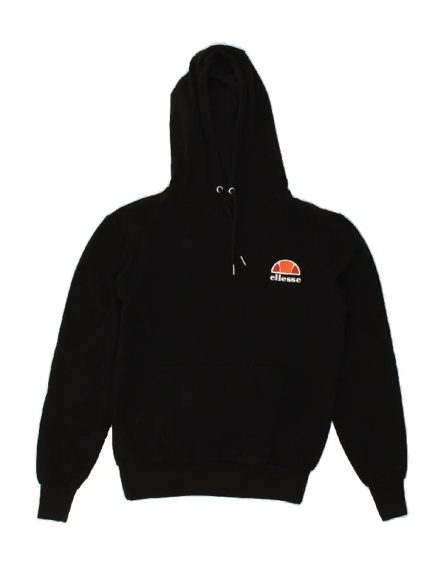 ELLESSE Mens Hoodie Jumper Small Black Cotton Hoodie with Elastic Waist Stretchable Comfortable ELLESSE Mens Hoodie Jumper Small Black Cotton Hoodie with Elastic Waist Stretchable Comfortable