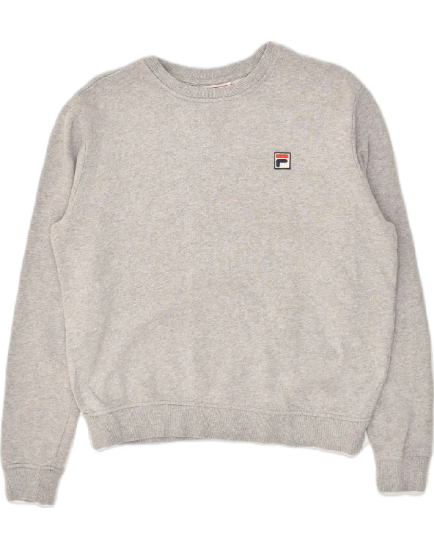 FILA Womens Sweatshirt Jumper UK 14 Medium Grey Cotton