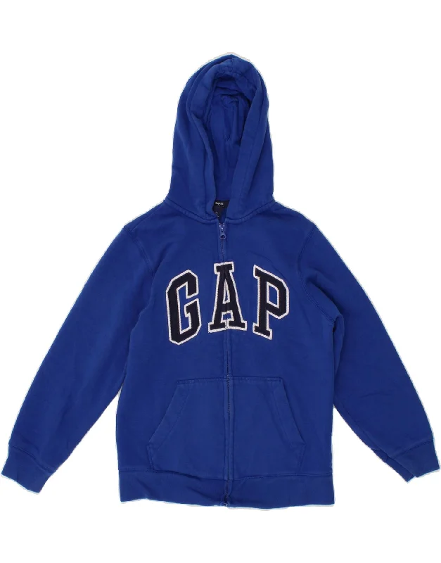 GAP Boys Graphic Zip Hoodie Sweater 10-11 Years Blue Cotton