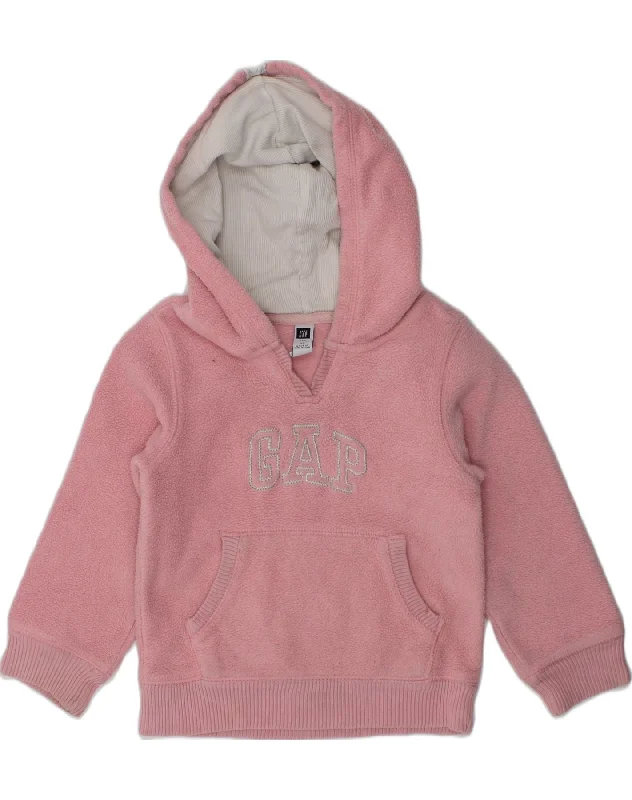 GAP Girls Graphic Fleece Hoodie Jumper 3-4 Years Pink Polyester