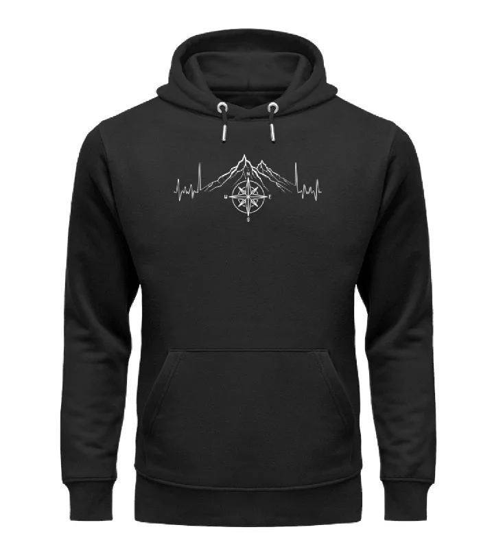 Herzschlag Berge und Kompass - Unisex Premium Organic Hoodie Hoodie with Set-In Sleeves Structured Classic Herzschlag Berge und Kompass - Unisex Premium Organic Hoodie Hoodie with Set-In Sleeves Structured Classic