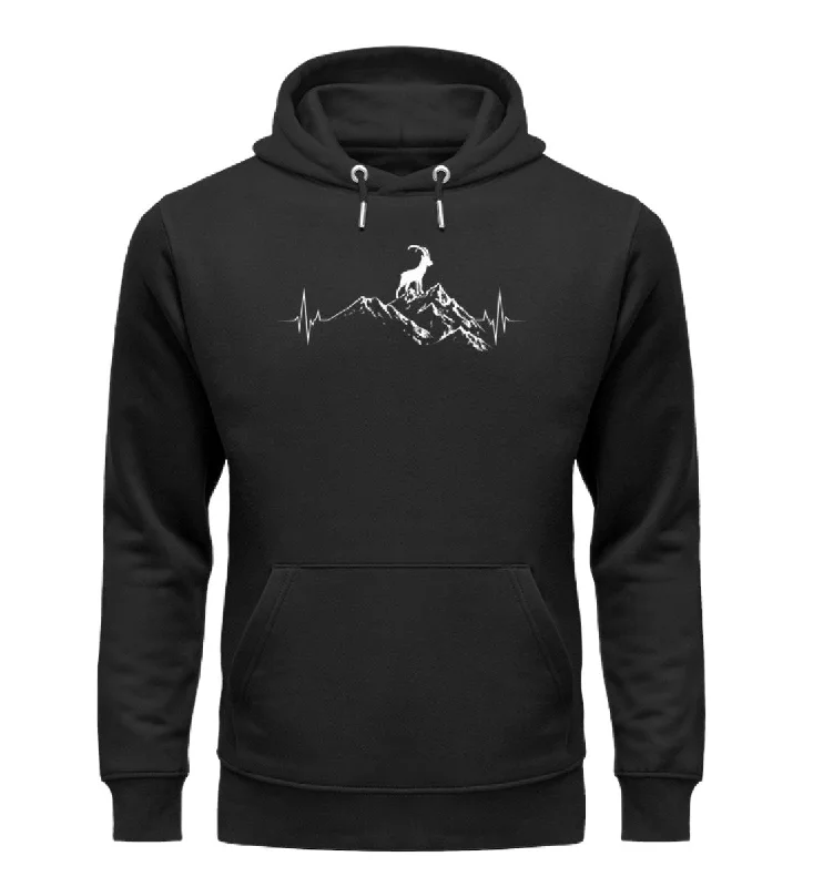 Herzschlag Berge und Steinbock - Unisex Premium Organic Hoodie Hoodie with Cuffed Sleeves Snug Secure Herzschlag Berge und Steinbock - Unisex Premium Organic Hoodie Hoodie with Cuffed Sleeves Snug Secure