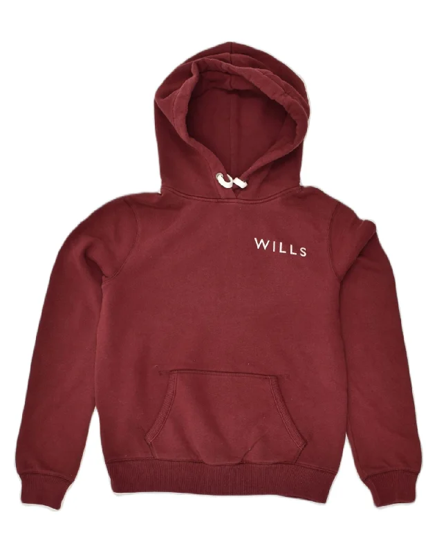 JACK WILLS Womens Classic Fit Graphic Hoodie Jumper UK 10 Small  Burgundy