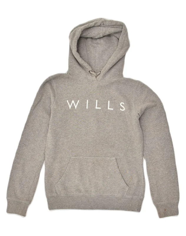 JACK WILLS Womens Graphic Hoodie Jumper UK 6 XS  Grey