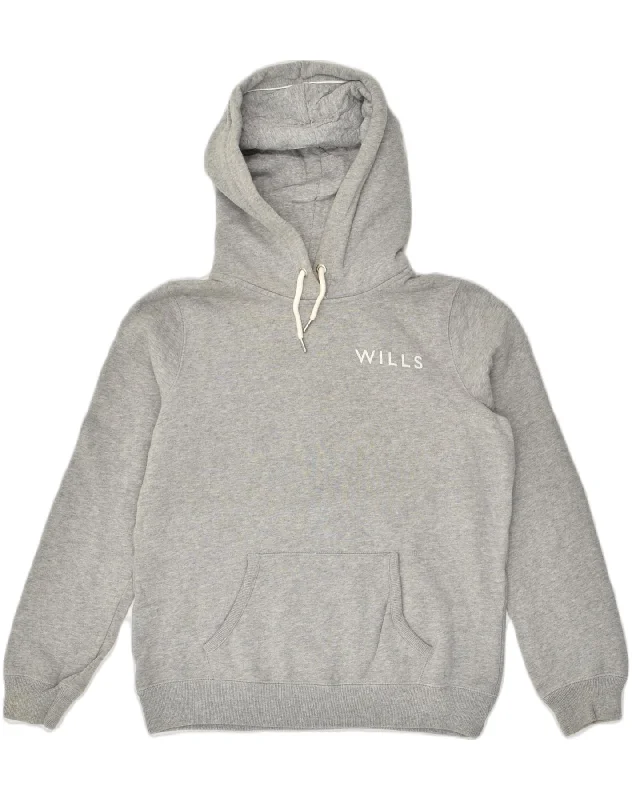 JACK WILLS Womens Hoodie Jumper UK 12 Medium Grey Cotton