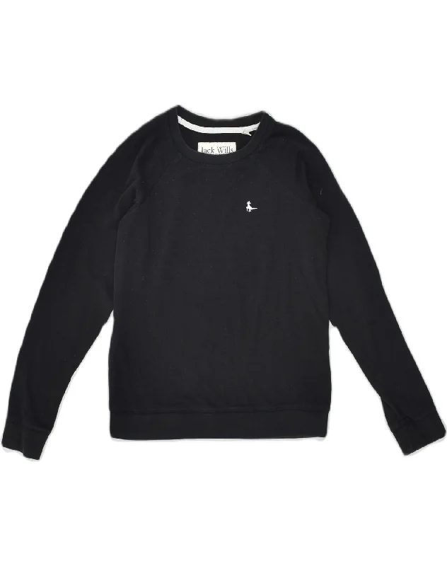 JACK WILLS Womens Sweatshirt Jumper UK 10 Small Black Cotton