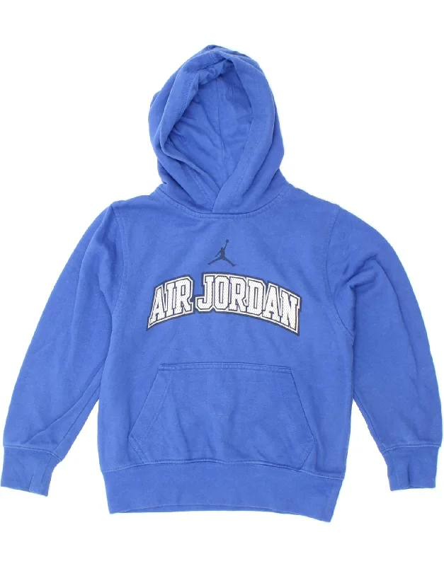 JORDAN Boys Graphic Hoodie Jumper 10-11 Years Medium Blue Cotton