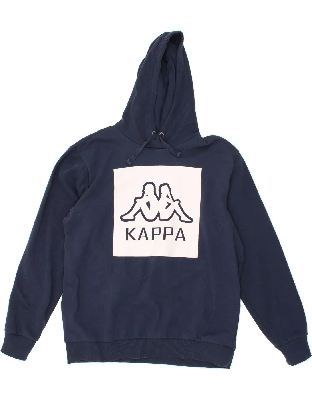 KAPPA Mens Graphic Hoodie Jumper XL Navy Blue Cotton