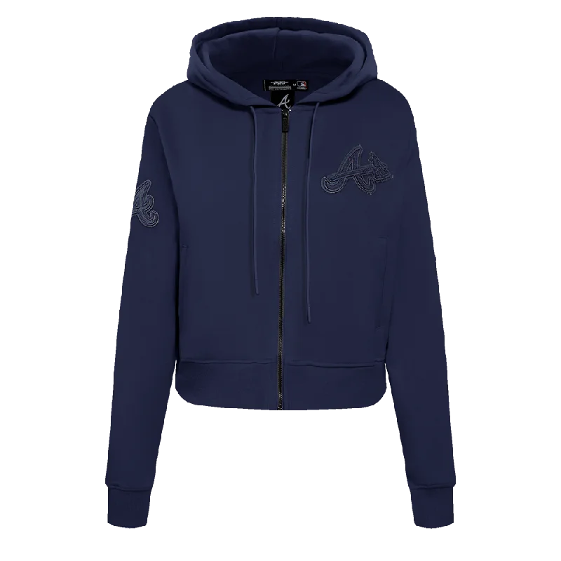 MLB ATLANTA BRAVES TRIPLE TONAL WOMEN'S DK FZ HOODIE (MIDNIGHT NAVY)