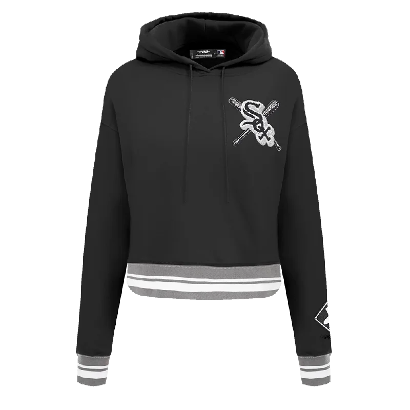 MLB CHICAGO WHITE SOX MASHUP WOMEN'S RIB CROPPED PO HOODIE (BLACK/GRAY)