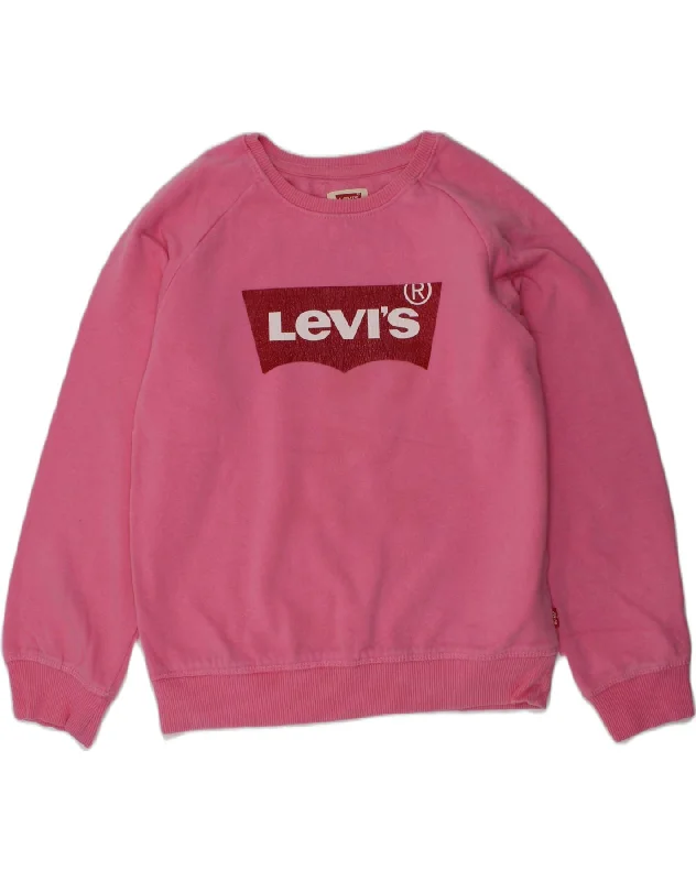 LEVI'S Girls Graphic Sweatshirt Jumper 15-16 Years Large  Pink Cotton