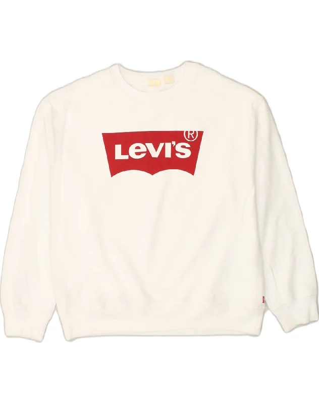 LEVI'S Mens Graphic Sweatshirt Jumper Large White Cotton