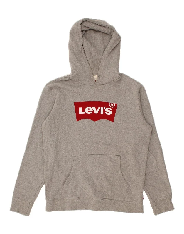 LEVI'S Mens Standard Fit Hoodie Jumper Medium Grey Cotton