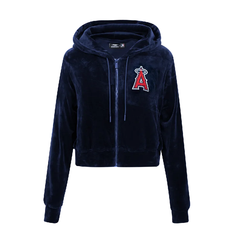 MLB LOS ANGELES ANGELS CLASSIC WOMEN'S VELOUR FZ PO HOODIE (MIDNIGHT NAVY)