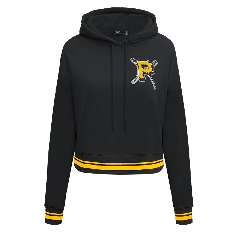 MLB PITTSBURGH PIRATES MASHUP WOMEN'S RIB CROPPED PO HOODIE (BLACK/YELLOW)