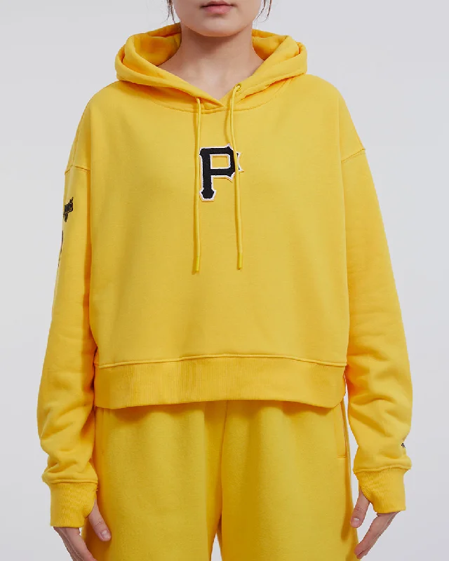 MLB PITTSBURGH PIRATES CLASSIC WOMEN'S CROPPED PO HOODIE (YELLOW)