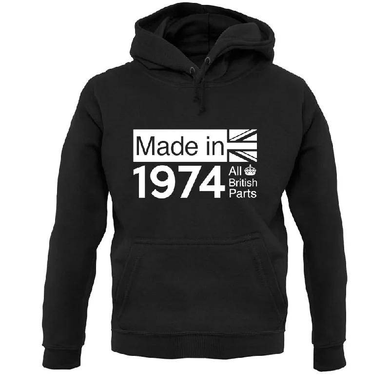 Made In 1974 All British Parts Crown Unisex Hoodie