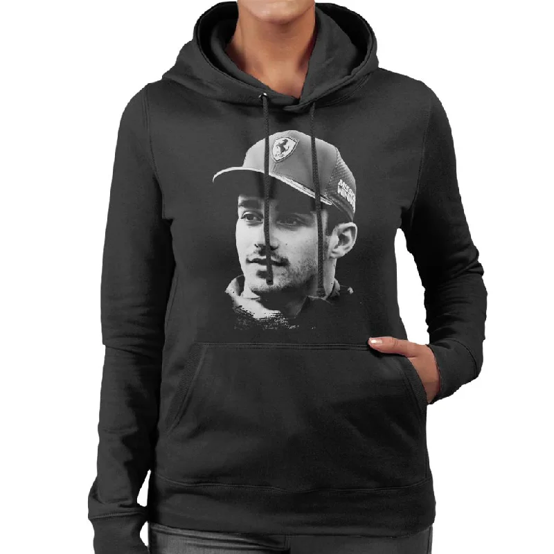 Motorsport Images Charles Leclerc Selfie With Fan Women's Hooded Sweatshirt Hoodie with Contrast Stitching Detailed Premium Motorsport Images Charles Leclerc Selfie With Fan Women's Hooded Sweatshirt Hoodie with Contrast Stitching Detailed Premium