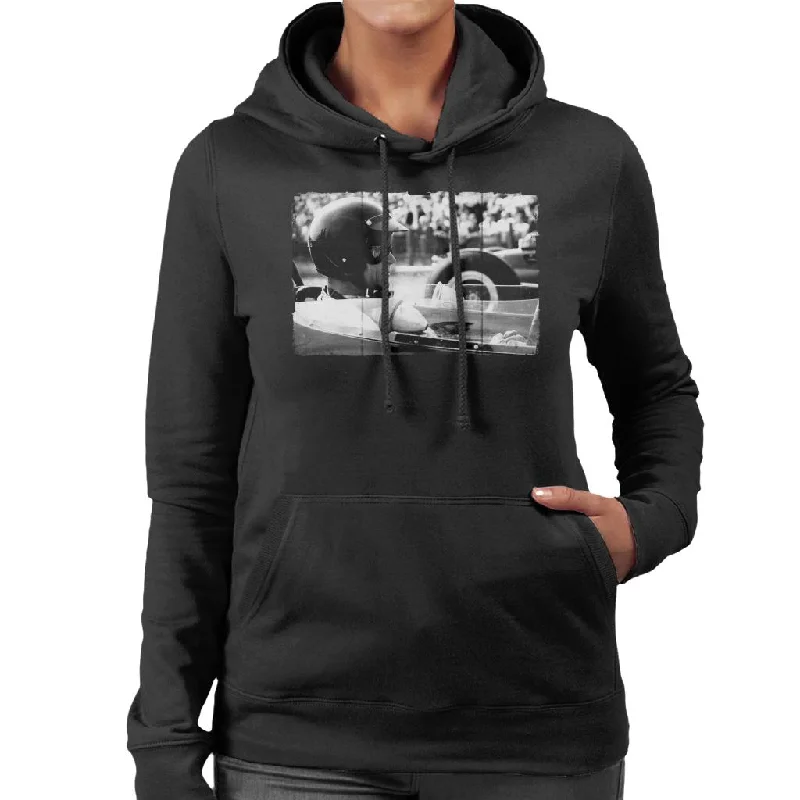 Motorsport Images Gurney BT7 Climax Prepares For Start Women's Hooded Sweatshirt Hoodie with Mock Neck Collared Structured Motorsport Images Gurney BT7 Climax Prepares For Start Women's Hooded Sweatshirt Hoodie with Mock Neck Collared Structured