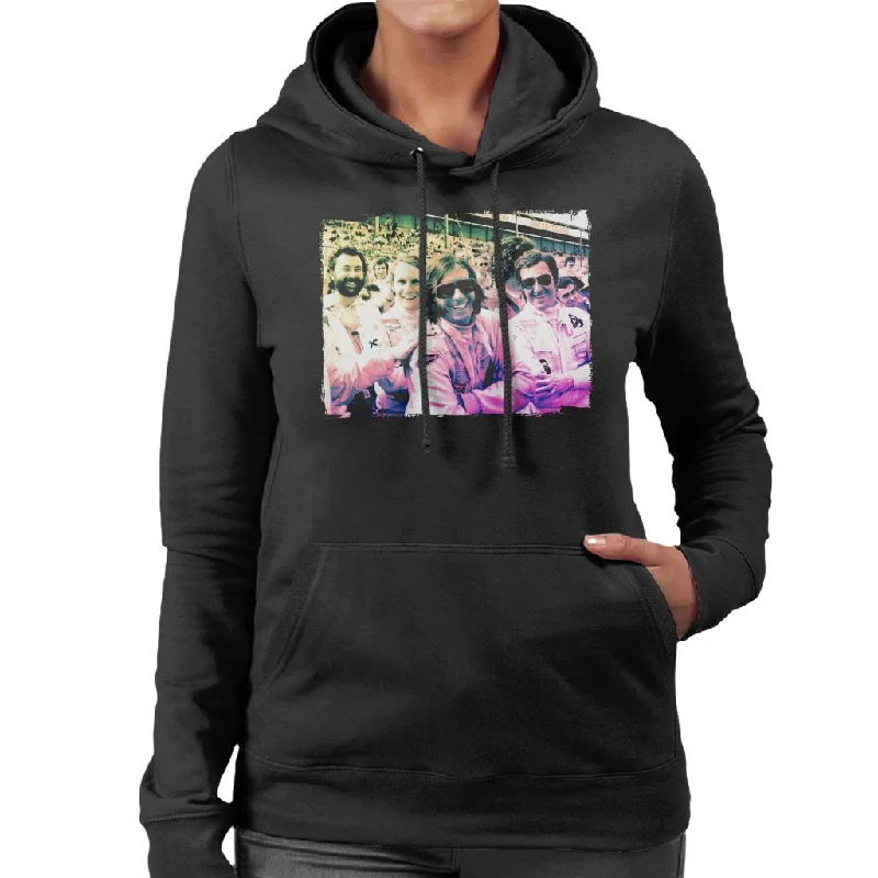 Motorsport Images Jackie Stewart Niki Lauda Et Al Women's Hooded Sweatshirt Hoodie with Back Slit Movement Comfort Motorsport Images Jackie Stewart Niki Lauda Et Al Women's Hooded Sweatshirt Hoodie with Back Slit Movement Comfort