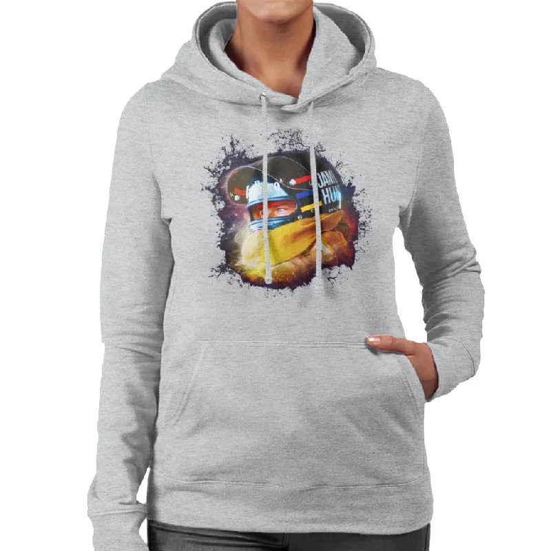 Motorsport Images James Hunt Wearing Helmet Portrait Women's Hooded Sweatshirt Hoodie with Hem Applique Textured Unique Motorsport Images James Hunt Wearing Helmet Portrait Women's Hooded Sweatshirt Hoodie with Hem Applique Textured Unique