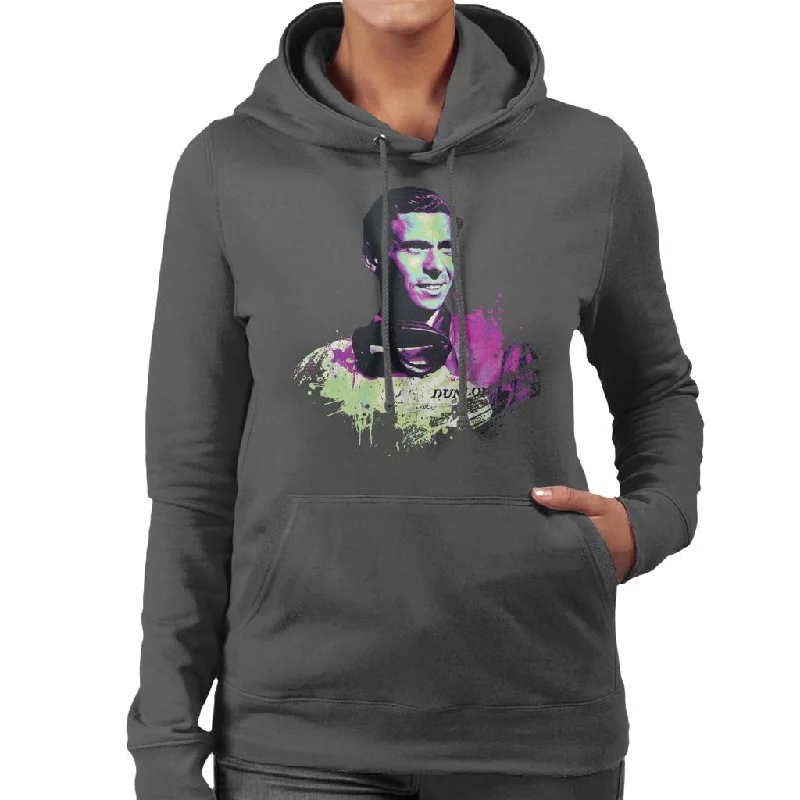 Motorsport Images Portrait Of Jim Clark Women's Hooded Sweatshirt Hoodie with Hem Contrast Bold Stylish Motorsport Images Portrait Of Jim Clark Women's Hooded Sweatshirt Hoodie with Hem Contrast Bold Stylish