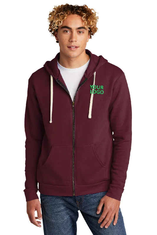 Next Level Unisex Beach Fleece Custom Zip Hoodies, Maroon Hoodie with Batwing Sleeves Loose Dramatic Next Level Unisex Beach Fleece Custom Zip Hoodies, Maroon Hoodie with Batwing Sleeves Loose Dramatic