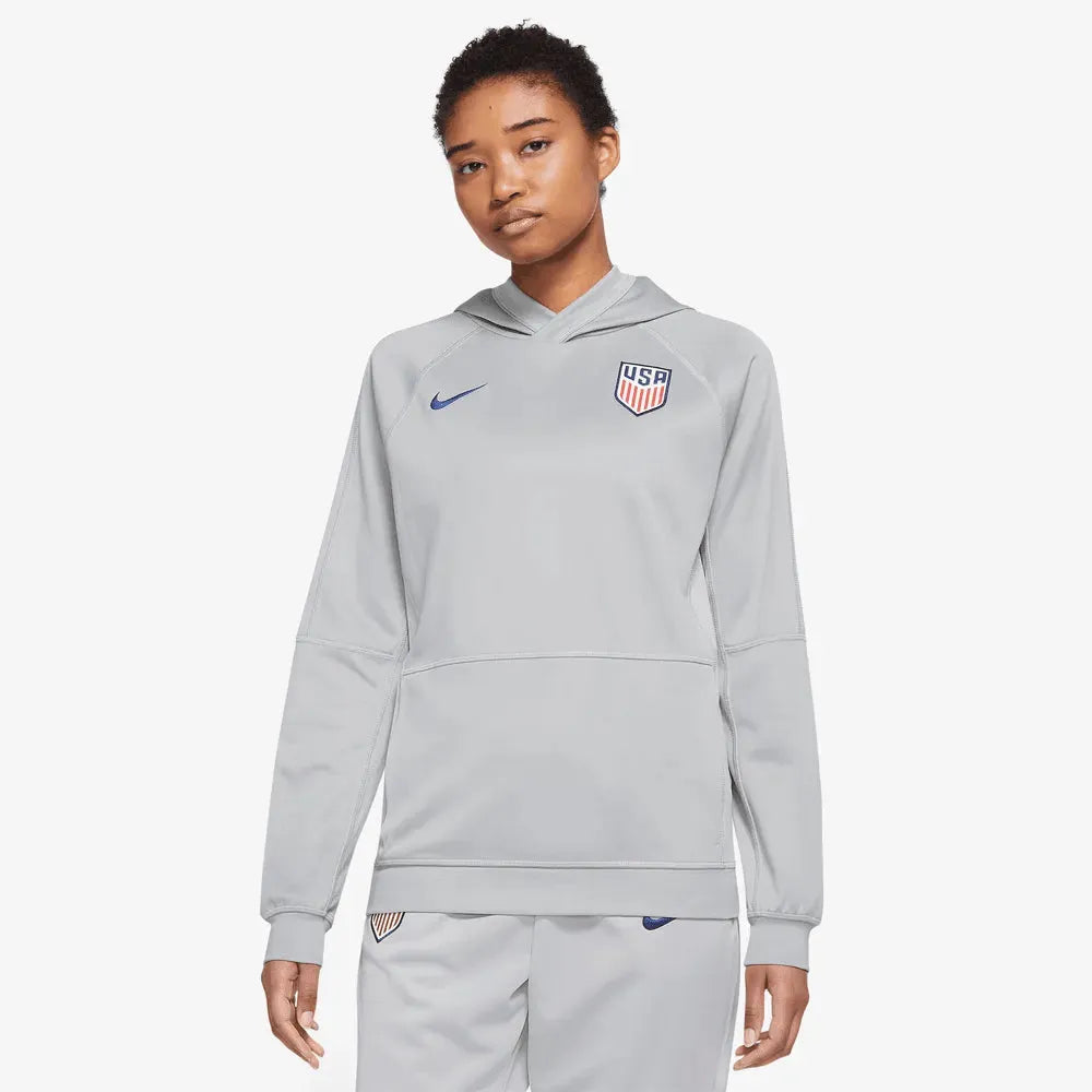 Nike 2022-23 USA Women's Travel Hoodie - Grey Hoodie with Cuffed Sleeves Snug Secure Nike 2022-23 USA Women's Travel Hoodie - Grey Hoodie with Cuffed Sleeves Snug Secure