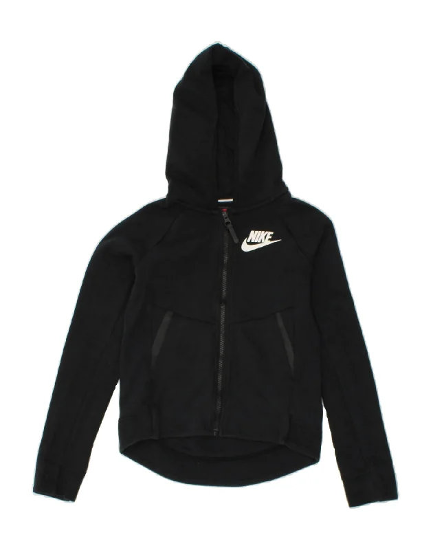 NIKE Boys Zip Hoodie Sweater 8-9 Years Small Black Cotton Hoodie with Metallic Shiny Futuristic NIKE Boys Zip Hoodie Sweater 8-9 Years Small Black Cotton Hoodie with Metallic Shiny Futuristic