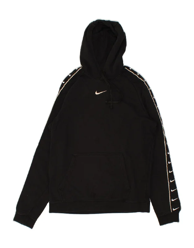 NIKE Mens Graphic Hoodie Jumper Medium Black Cotton