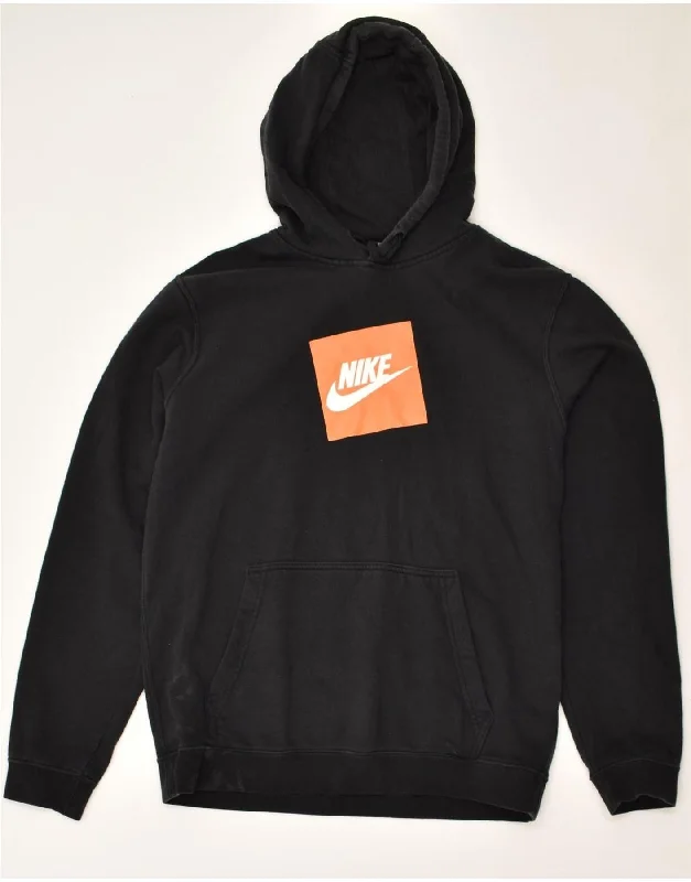 NIKE Mens Graphic Hoodie Jumper Medium Black Cotton