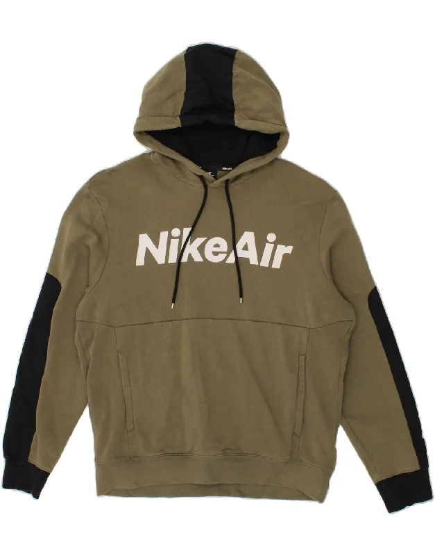 NIKE Mens Nike Air Graphic Hoodie Jumper Medium Khaki Colourblock Cotton Hoodie with Camouflage Military Edgy NIKE Mens Nike Air Graphic Hoodie Jumper Medium Khaki Colourblock Cotton Hoodie with Camouflage Military Edgy
