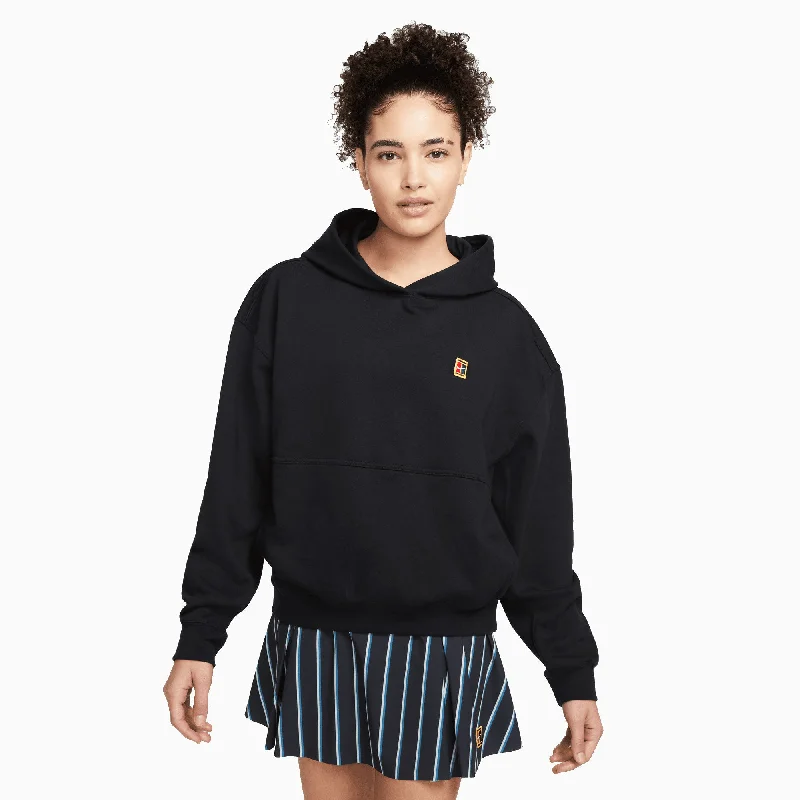 NikeCourt Dri-FIT Fleece Heritage Womens Tennis Hoodie Hoodie with Cuffed Sleeves Snug Secure NikeCourt Dri-FIT Fleece Heritage Womens Tennis Hoodie Hoodie with Cuffed Sleeves Snug Secure