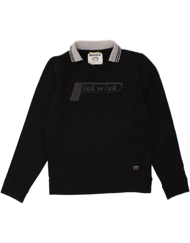 PICKWICK Womens Polo Neck Sweatshirt Jumper UK 18 XL Black Cotton Hoodie with Back Slit Movement Comfort PICKWICK Womens Polo Neck Sweatshirt Jumper UK 18 XL Black Cotton Hoodie with Back Slit Movement Comfort