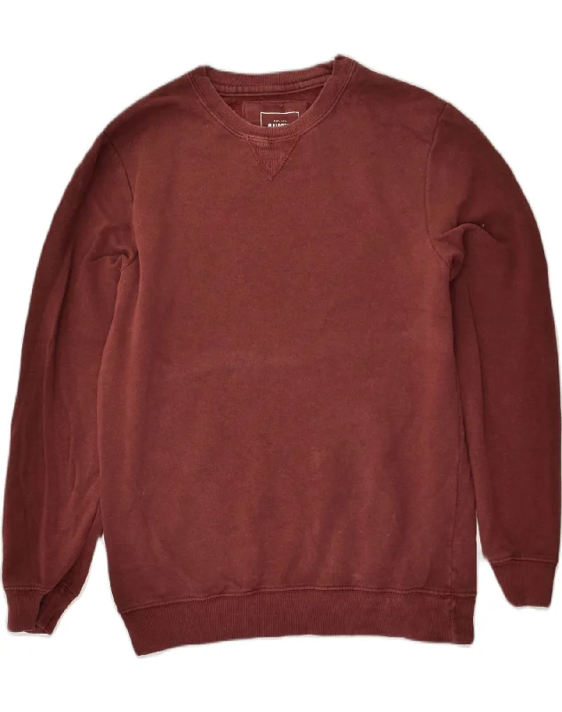 PULL & BEAR Mens Sweatshirt Jumper Small Maroon Cotton