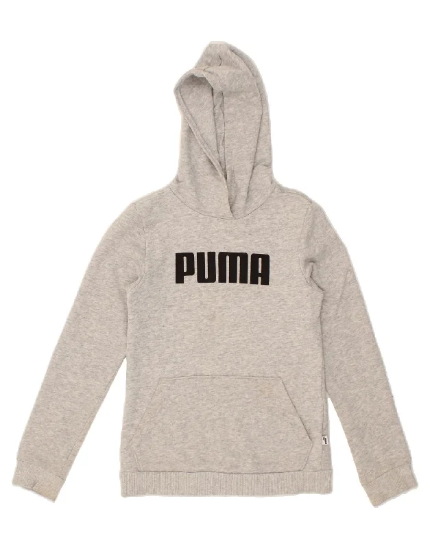 PUMA Boys Graphic Hoodie Jumper 11-12 Years Grey Polyester Hoodie with Patch Decorative Personalized PUMA Boys Graphic Hoodie Jumper 11-12 Years Grey Polyester Hoodie with Patch Decorative Personalized