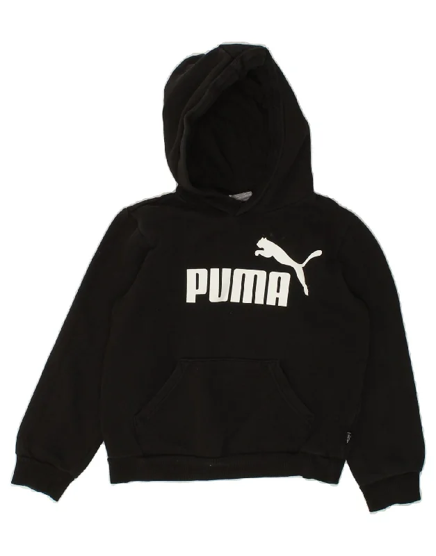 PUMA Boys Graphic Hoodie Jumper 9-10 Years Black Cotton Hoodie with Rolled Sleeves Casual Relaxed PUMA Boys Graphic Hoodie Jumper 9-10 Years Black Cotton Hoodie with Rolled Sleeves Casual Relaxed