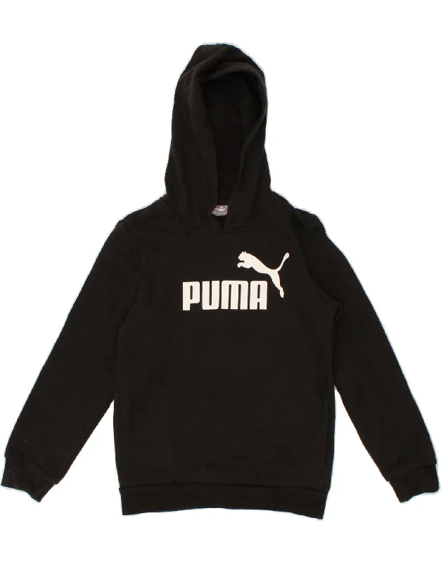 PUMA Boys Graphic Hoodie Jumper 9-10 Years  Black Cotton