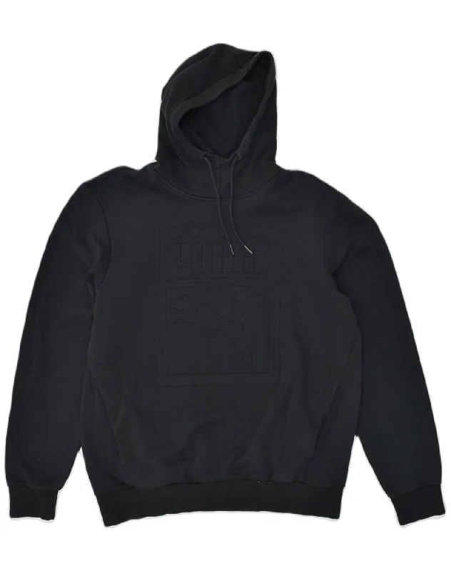 PUMA Mens Graphic Hoodie Jumper Large Black Cotton