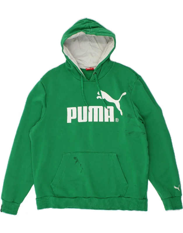 PUMA Mens Graphic Hoodie Jumper Large Green