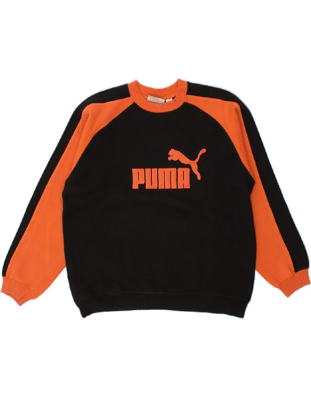 PUMA Mens Graphic Sweatshirt Jumper Small Black Colourblock Cotton Hoodie with Reflective Safety Nightwear PUMA Mens Graphic Sweatshirt Jumper Small Black Colourblock Cotton Hoodie with Reflective Safety Nightwear