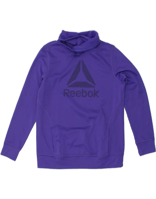 REEBOK Womens Graphic Sweatshirt Jumper UK 16 Large Purple Hoodie with Belted Waist Structured Tailored REEBOK Womens Graphic Sweatshirt Jumper UK 16 Large Purple Hoodie with Belted Waist Structured Tailored
