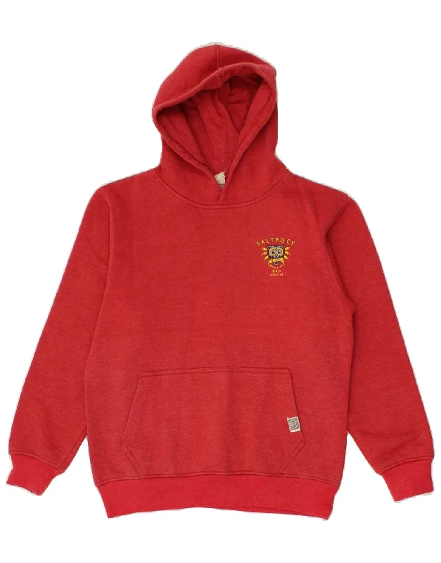 SALTROCK Boys Graphic Hoodie Jumper 11-12 Years Red Cotton