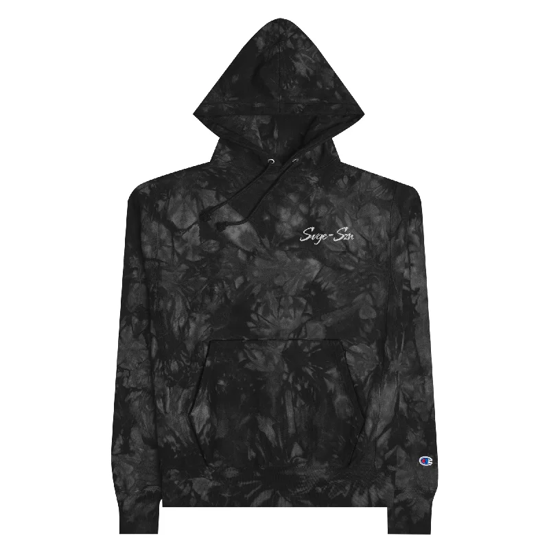 Signature SVGE x Champion Unisex Black tie-dye Hoodie Hoodie with Zipper Placket Modern Functional Signature SVGE x Champion Unisex Black tie-dye Hoodie Hoodie with Zipper Placket Modern Functional