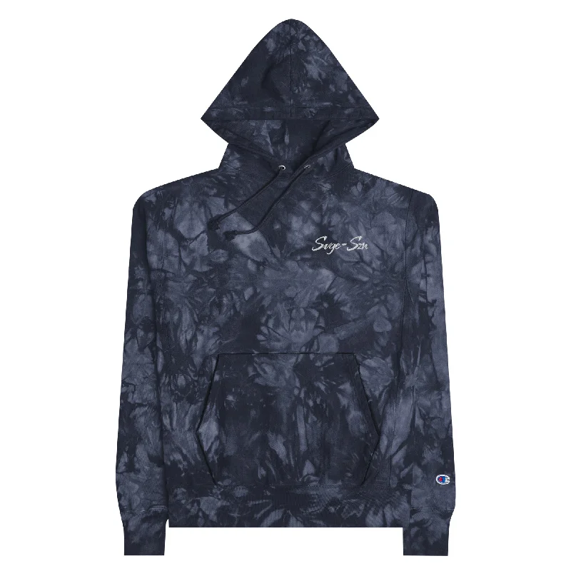 Signature SVGE x Champion Unisex Navy tie-dye Hoodie Hoodie with Contrast Stitching Detailed Premium Signature SVGE x Champion Unisex Navy tie-dye Hoodie Hoodie with Contrast Stitching Detailed Premium