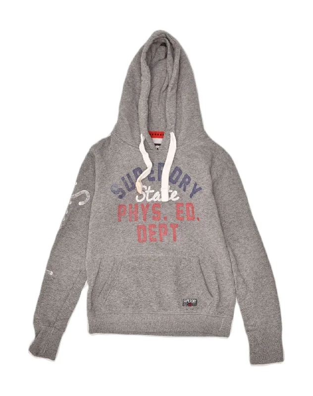 SUPERDRY Mens Graphic Hoodie Jumper Small Grey Cotton