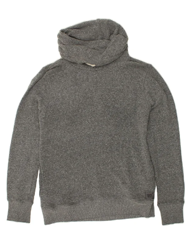 SUPERDRY Womens Roll Neck Sweatshirt Jumper UK 18 XL Grey Flecked Hooded Sweatshirt Casual Wear Street Style SUPERDRY Womens Roll Neck Sweatshirt Jumper UK 18 XL Grey Flecked Hooded Sweatshirt Casual Wear Street Style