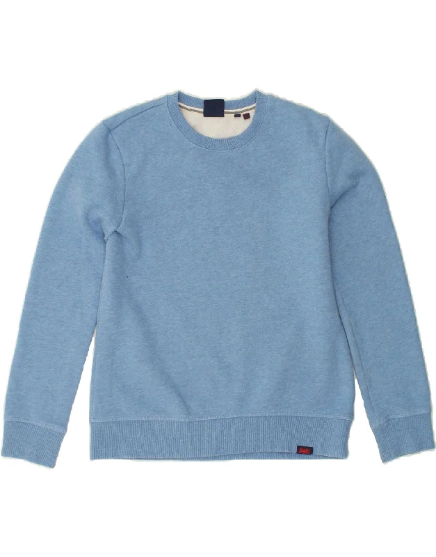 SUPERDRY Womens Sweatshirt Jumper UK 12 Medium Blue Cotton Hoodie with Thumb Holes Functional Cozy SUPERDRY Womens Sweatshirt Jumper UK 12 Medium Blue Cotton Hoodie with Thumb Holes Functional Cozy