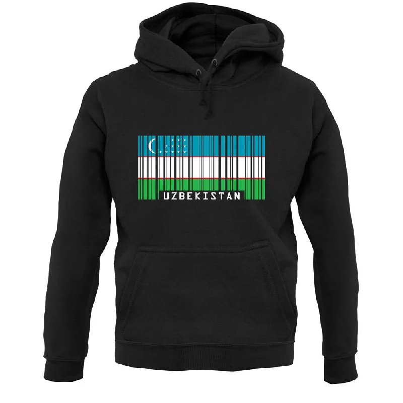 Uzbekistan Barcode Style Flag Unisex Hoodie